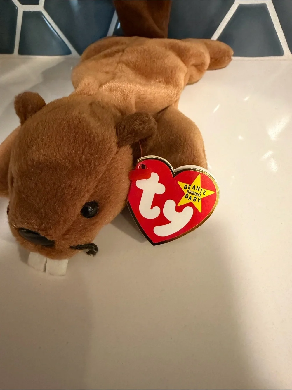Vintage Ty Beanie Baby - Bucky the Beaver (Style 4016) - Retired 1995